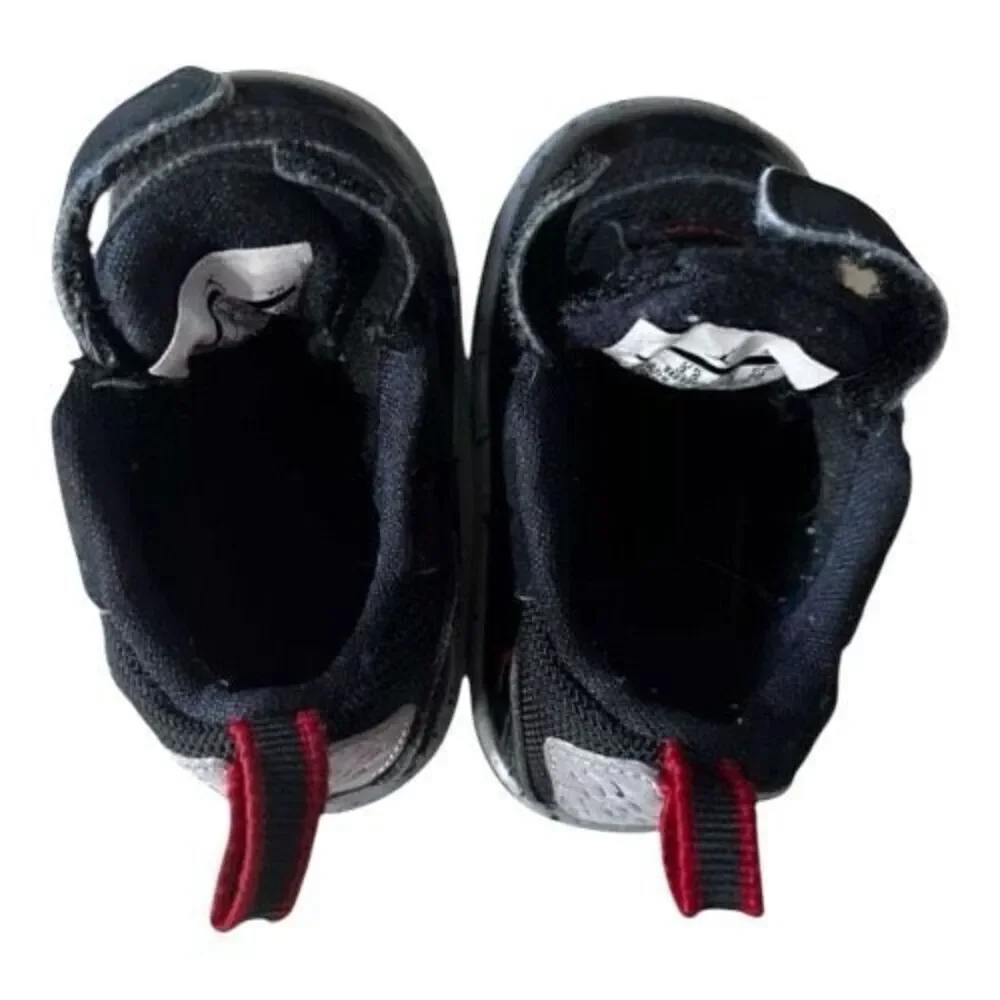 Jordan Infant Boy Black Patent Leather Sneakers Size 4C Red Jump Man Logo